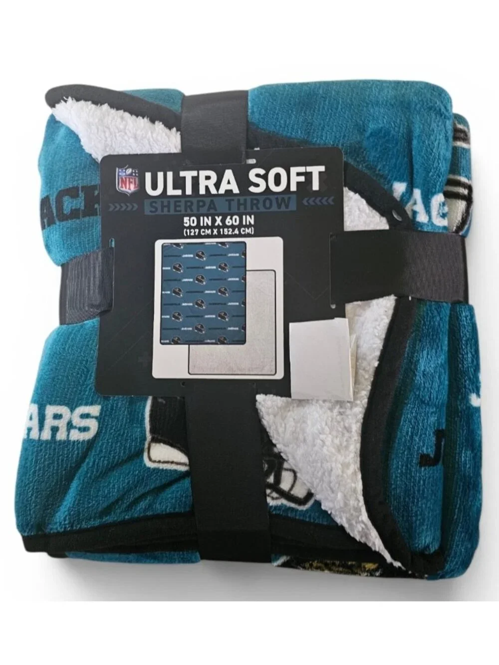 Jacksonville Jaguars Sherpa Throw Blanket Ultra Supersoft 60x50 100% Poly NFL